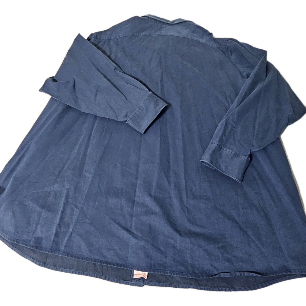 Proper Cloth Dress Shirt Mens 4XB Steel Blue White Big Button Chambray - Picture 6 of 7